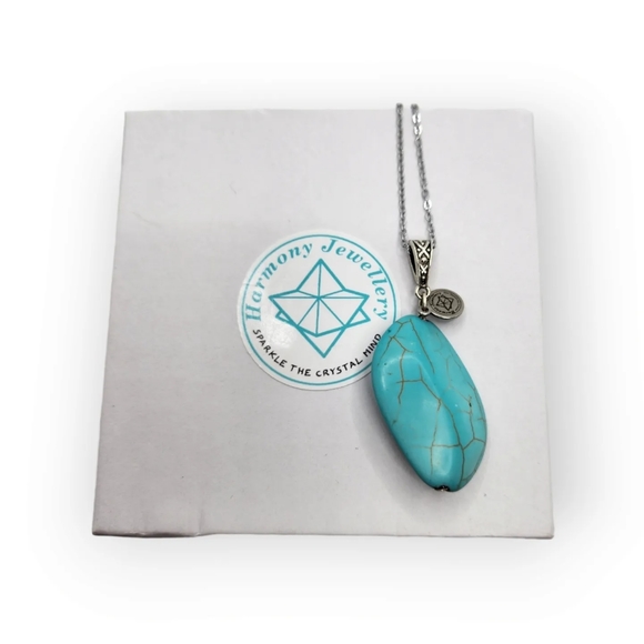 Turquoise Oval Harmony Jewellery charm pendant with a chain - Picture 2 of 2
